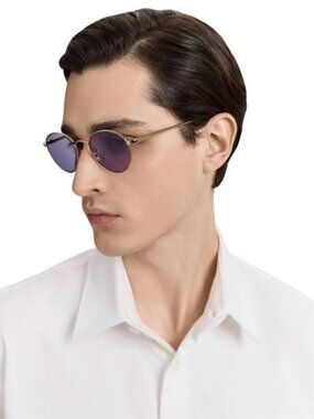 Loewe Men Sunglasses Gold Violet Round LW40152U 32Y NEW AUTHENTIC